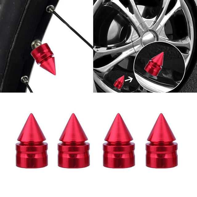 4 pz Red Spike Cone Cerchio Pneumatici Auto Valvola Ruota Copertura Polvere Steli Cappucci Accessori