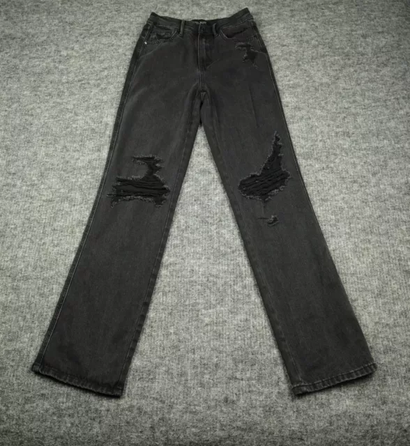 Judy Blue Jeans Womens 1/25 Black Denim 90s Straight Distressed JB88737 Casual-