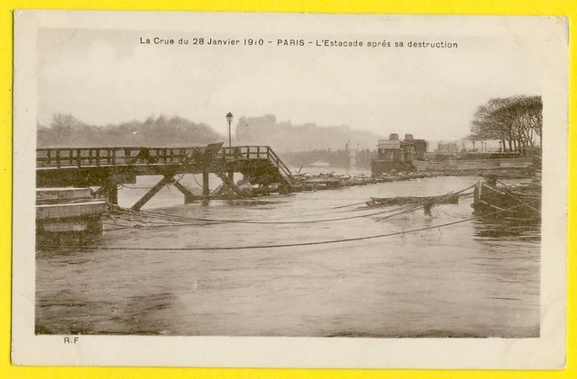 cpa FRANCE PARIS Janvier 1910 Inondation Flood L'ESTACADE après sa DESTRUCTION