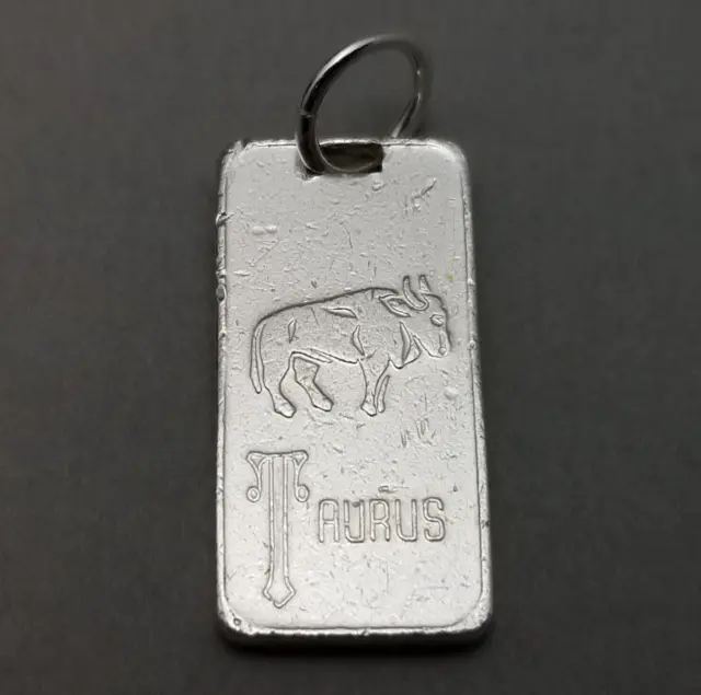 Vintage Solid 999 Fine Silver Taurus Bull Ingot Pendant - 5.3g