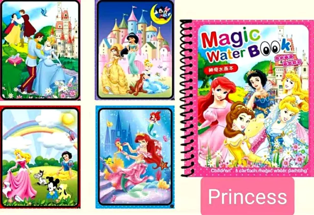 Kinder Malbuch Malen mit Wasser wie Aqua Doodle Magic Book Prinzessinnen Stift 3