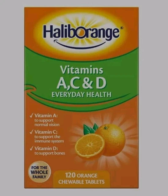 HALIBORANGE KIDS A, C & D Orange Tablets 120 Pack - Essential Vitamins ...