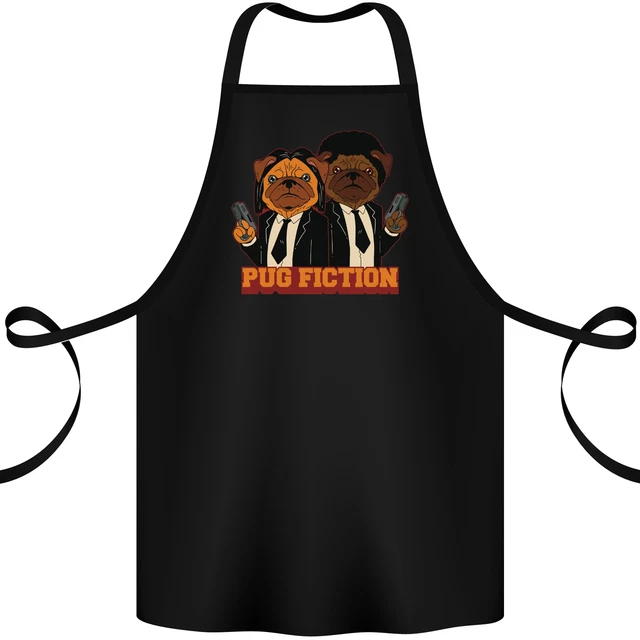 Dogs Pug Fiction Funny Movie Parody Cotton Apron 100% Organic