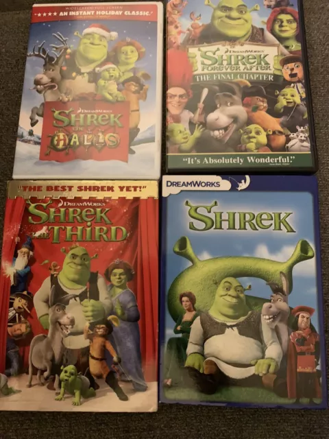 SHREK DVD LOT - Shrek, Shrek the Third, Forever After, Shrek The Halls ...