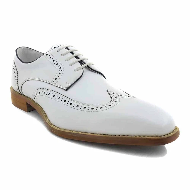 CARRUCCI Homme Cuir Blanc Blucher Bout D'Aile Oxford Chaussures (9.5)
