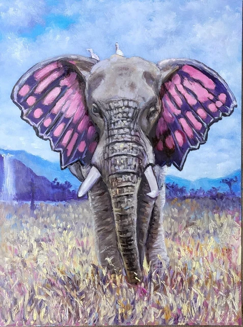 Elefante Sabana Pintura Elefantes Pinturas al óleo originales de SElenaV...