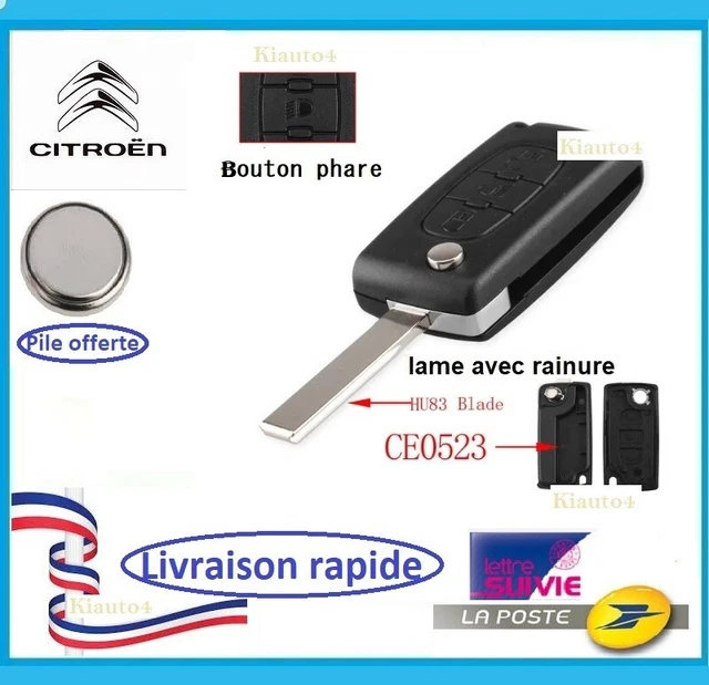 Coque De Protection Pour Clé Citroën C4 Picasso 2010-2013 - En Cuir Et Alliage, Avec Porte-clés, Couleur Noire