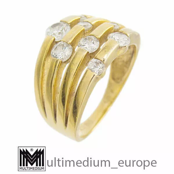 Modernist Silber vergoldet Ring cubic Zirkonia sterling silver gilt