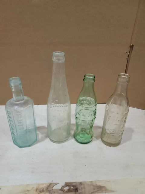 Lot Of 4 Vintage Glass Collection Bottles Hamm Coke Polar Dr Wistars