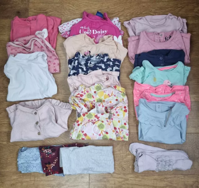 Baby Girls Clothes Bundle 9-12 Months 19 Items Mixed Outfits Shirts Grows Pack F