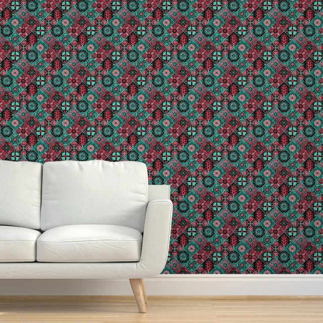 Removable Water-Activated Wallpaper Traditional Spanish Tiles Ceramic Tile 2