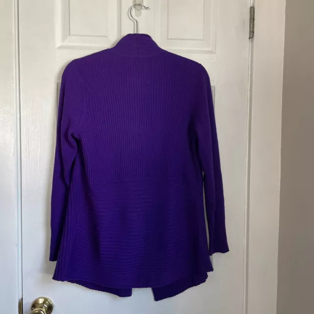 Eileen fisher purple open drape cardigan merino wool lagenlook 3