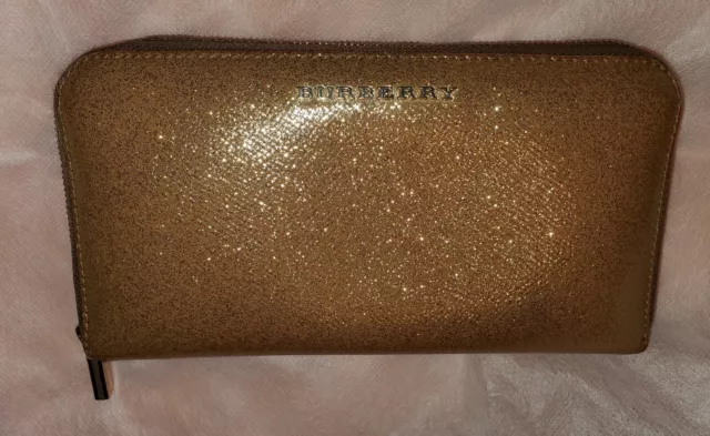 Burberry Vintage Gold Sparkly Long Zip Wallet