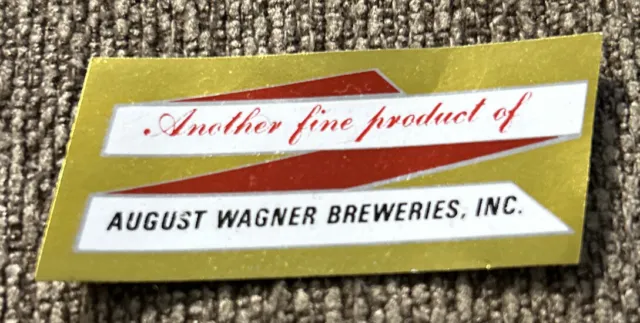 Vintage August Wagner Breweries Inc. 2.5” Gold Foil Neck Beer Bottle Label