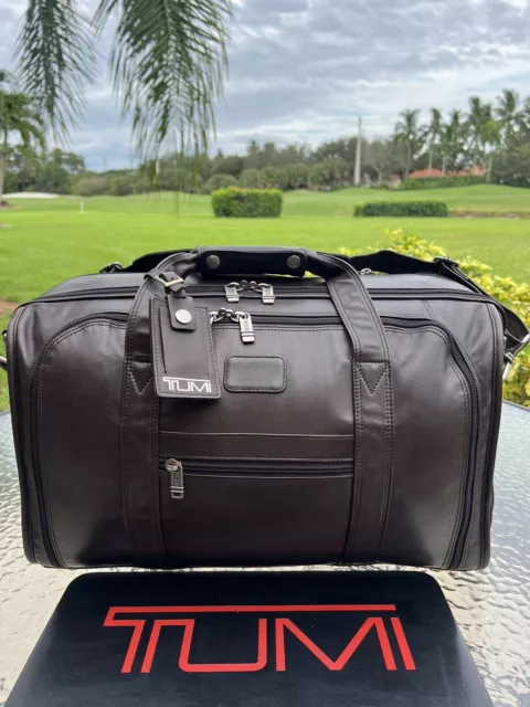 💼 Rare Tumi Alpha XXL Brown Napa Leather 22" Carry On Expandable Duffle Bag EUC