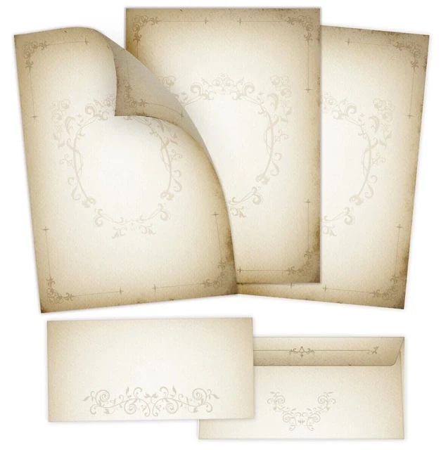 Vintage Briefpapier Set - 22-teilig Mit Umschlägen & Wachssiegeln
