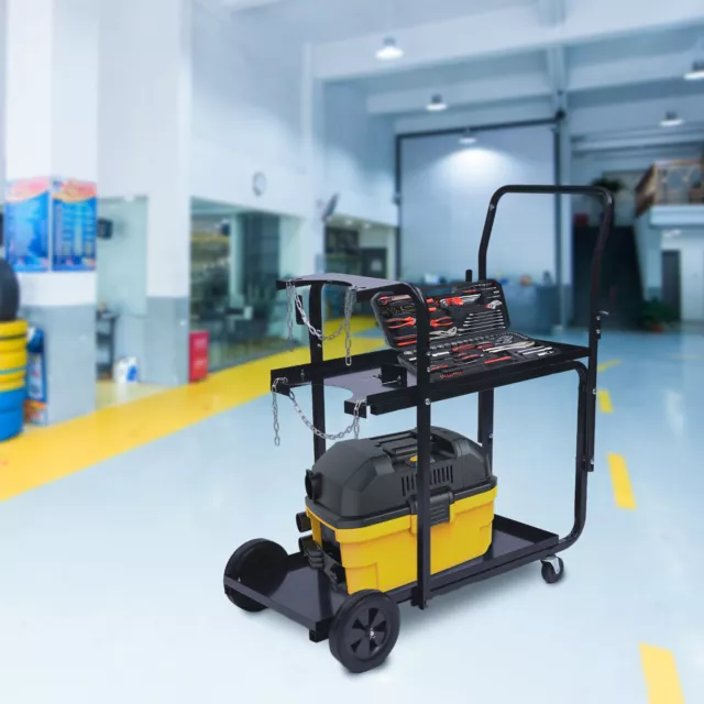 2 Layer Dual Cylinder Rack Cart Rolling Welding Trolly Cart Organize100kg/220lbs