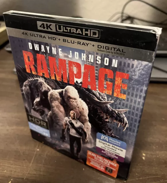 Rampage (Ultra HD + Blu-ray, 2018) With Slipcover!  NO Digital Code