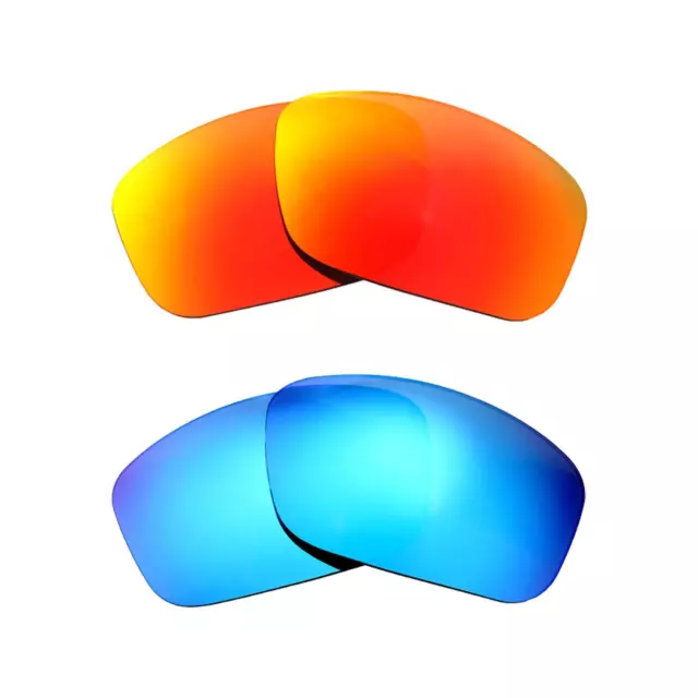 Nuovo Walleva Rosso Fuoco + Blu Ghiaccio Lenti Polarizzate Per Maui Jim Kanaio