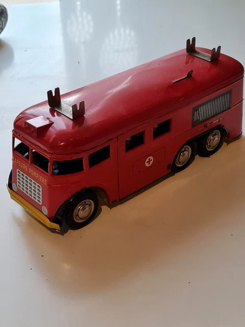 Camion De Pompiers Simca Cargo Joustra – Tôle, Boîte D'origine – Rare Collection