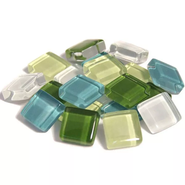 Soft-Glas Mosaik, grün mix, 10x10 mm, 1 Beutel - 200 g (ca. 210 Steine)