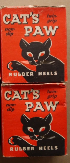 2 Pair Vtg CAT'S PAW RUBBER HEELS Ortho Blk NM Whole 10-11 Non-Slip Twin-Grip