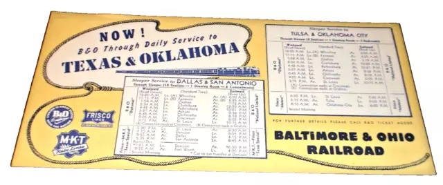 1952 Baltimore & Ohio Railroad Unused Texas & Oklahoma B&O Mkt Slsf Ink Blotter