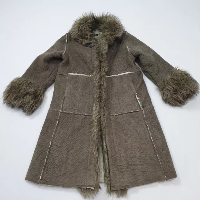 Jean Bourget Faux Fur Coat Girls Size 6 years Brown/Taupe