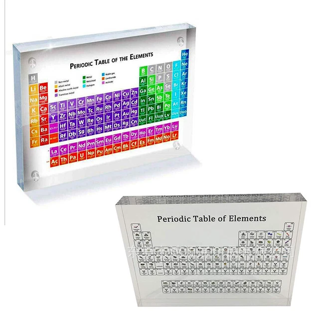 Acrylic Periodic Table Display With Real Elements Kids Teaching Birthday Gi'EL