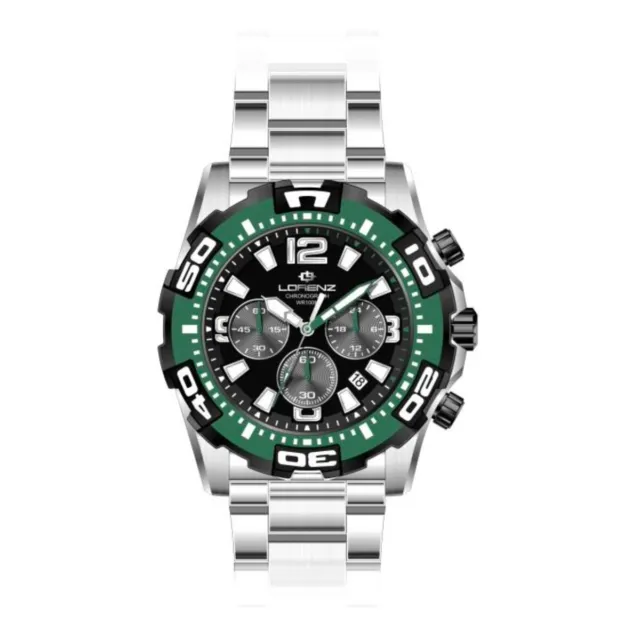 Orologio LORENZ uomo Extreme Cronografo acciaio / verde 26171EE