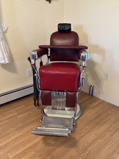 Belmont Deep Red Antique Barber Chair EUC 1950s Location Pennsylvania