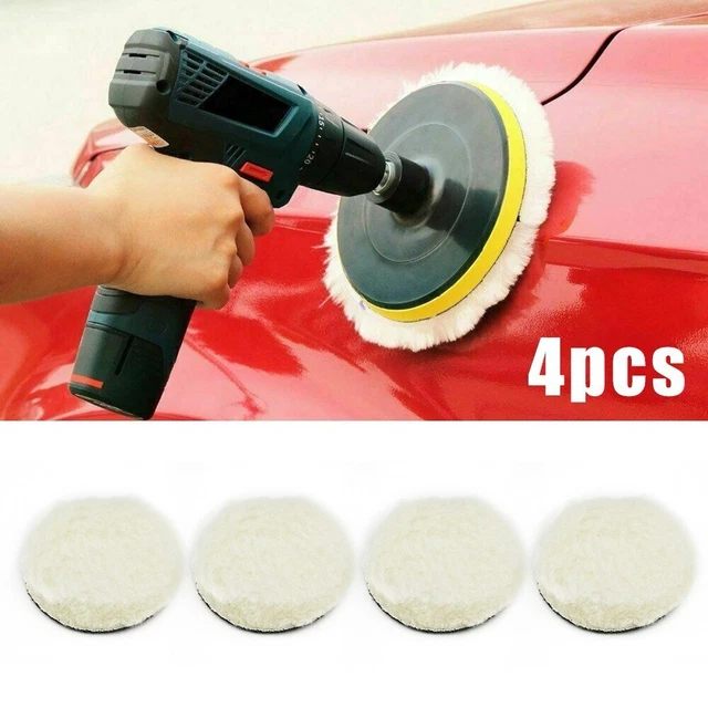 Auto Polierscheibe 4er Set 3 Zoll Schafsfell Pads Polier und Schleifplatte