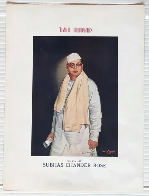 AOP India JAI HIND SUBHAS CHANDER BOSE 7.5" x 9.75" vintage poster