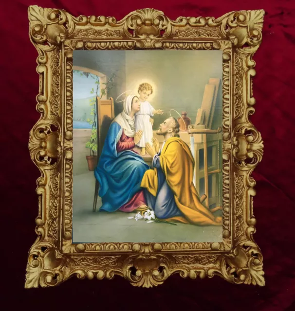 Pintura Religiosa Sagrado Family Maria Jesús Iconos Barroca Antiguo Look 45x38cm
