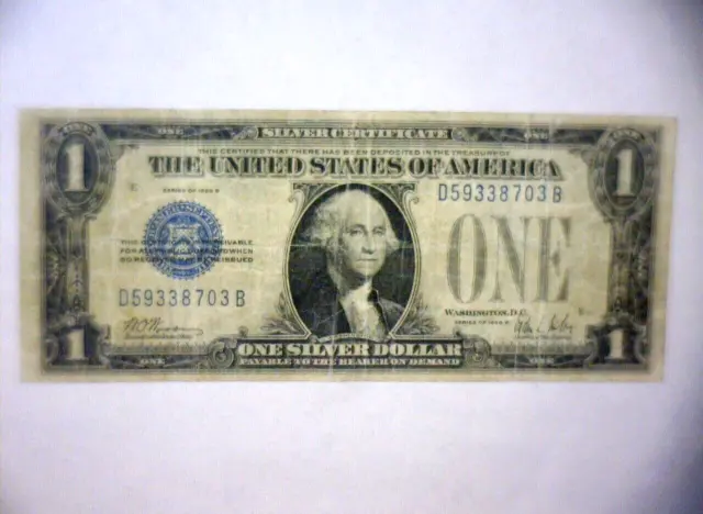 1928 B  One Dollar $1 Silver Certificate Funny Back,  🌟No Motto🌟 Blue Seal