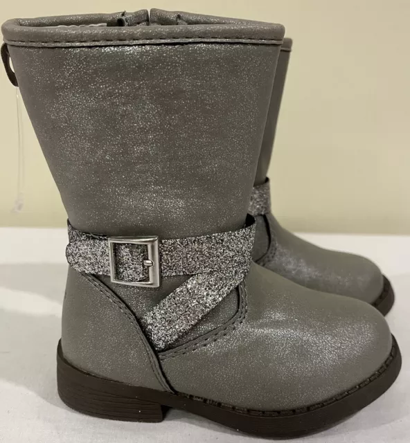 Toddler Girls Osh Kosh B’Gosh Winter Boots Gray With Silver Detail Size 6