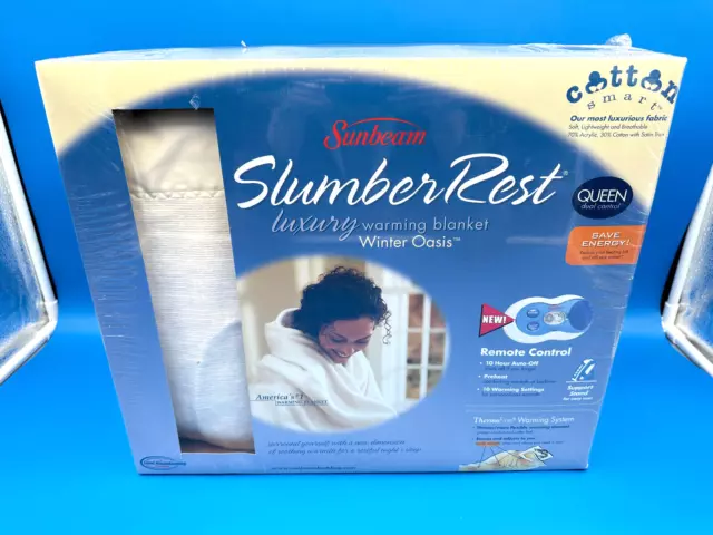 Vintage Sunbeam Slumber Rest Warming Heated Blanket Queen Size Winter Oasis New