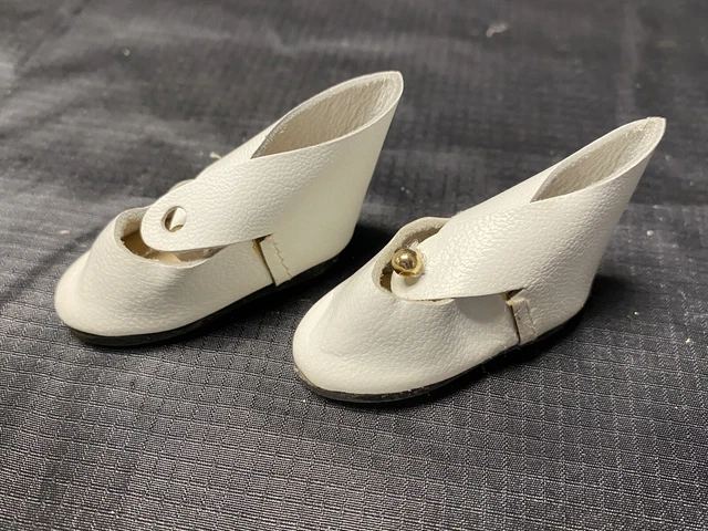 Vintage Unique Leather Doll Shoes For Bisque or Old Style Doll 