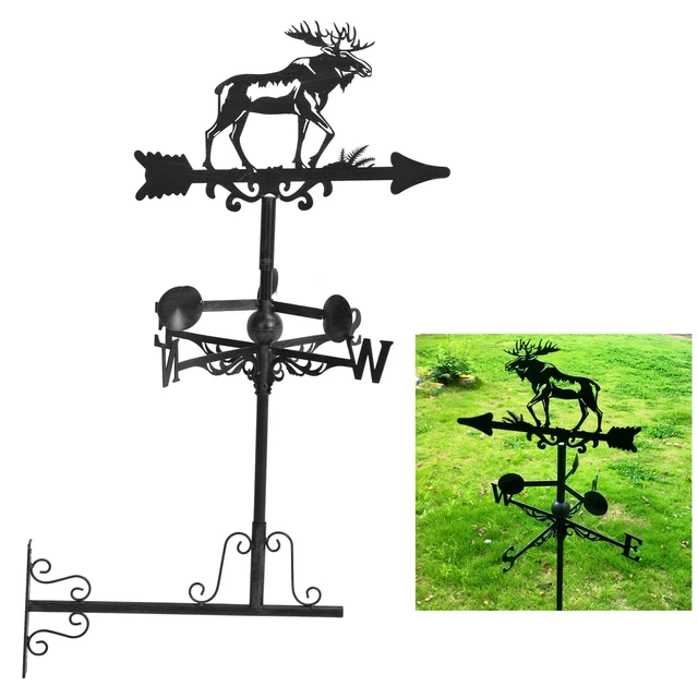 Girouette En Acier Inoxydable 35x50 Cm - Décoration De Jardin, Indicateur De Vent, Forme Biplan