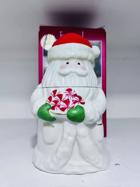 Lenox American By Design Peppermint Santa Claus Treat Jar Ivory New In The Box