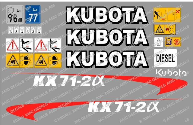 Kit De Décalques Complet Pour Kubota KX41-2S - Avec Enseignes Sécurité Warning, Neuf, Origine France