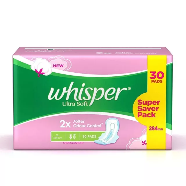 Whisper Serviettes Hygiéniques Ultra Douces XL | 30 unités | Livraison...