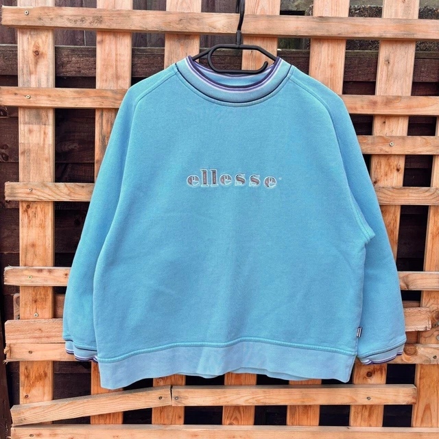 Felpa vintage anni '90 Ellesse bambino blu ricamato 10Y