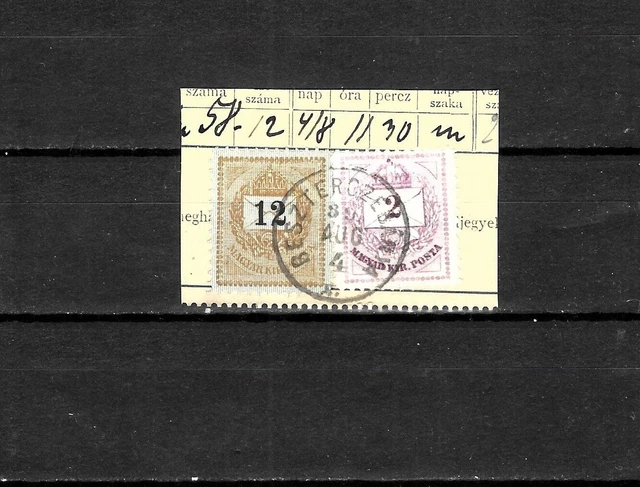 Hungary 12kr stereo 1888+2kr 1881 stps on telegram cut CENTRAL BESZTERCZEBANIA A