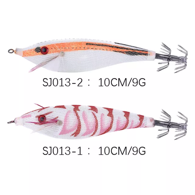 9g Luminous Squid Jigs Artificial Wood Shrimps Cuttlefish for Sea Fishing Hooks 2