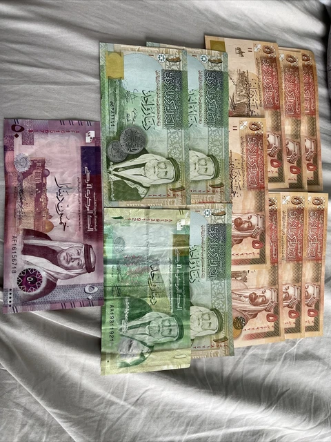 Jordan Unc Bundle 1,5,50 Dinar Notes 89 Dinars Total