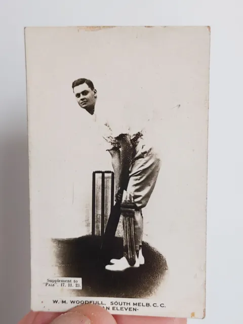 CRICKET: PALS Periodical supplement card 17 NOV 1923 - WM Woodfull Australia VGC
