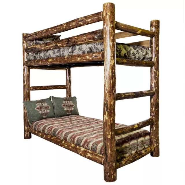 Rustic Log Bunk Bed TWIN over TWIN Amish Made BunkBeds Western Lodge  Furniture