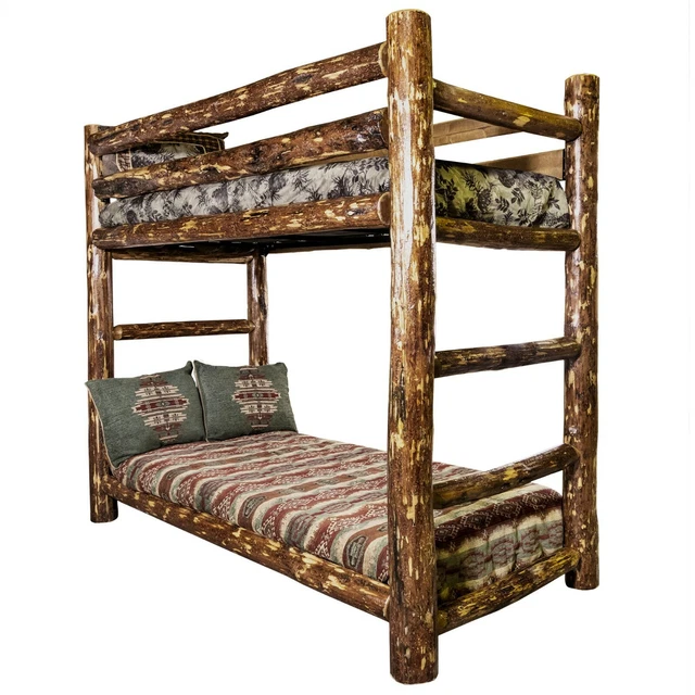 Rustic Log BunkBed TWIN SIZE Amish Made Bunk Beds Western Lodge  Furniture 2