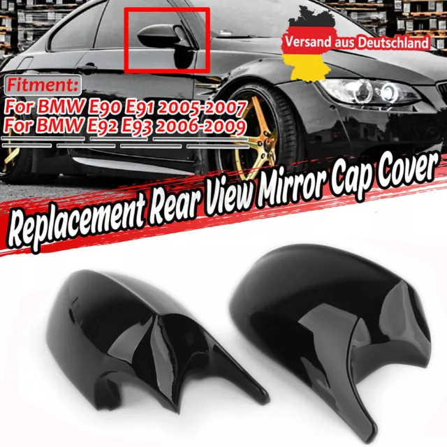 2x Spiegelkappe Gehäuse Für BMW E90 E91 E92 E93 PRE-LCI 2005-09 Schwarz M3 Stil